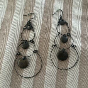 3.25” dangling antique bronze earrings, fishhook